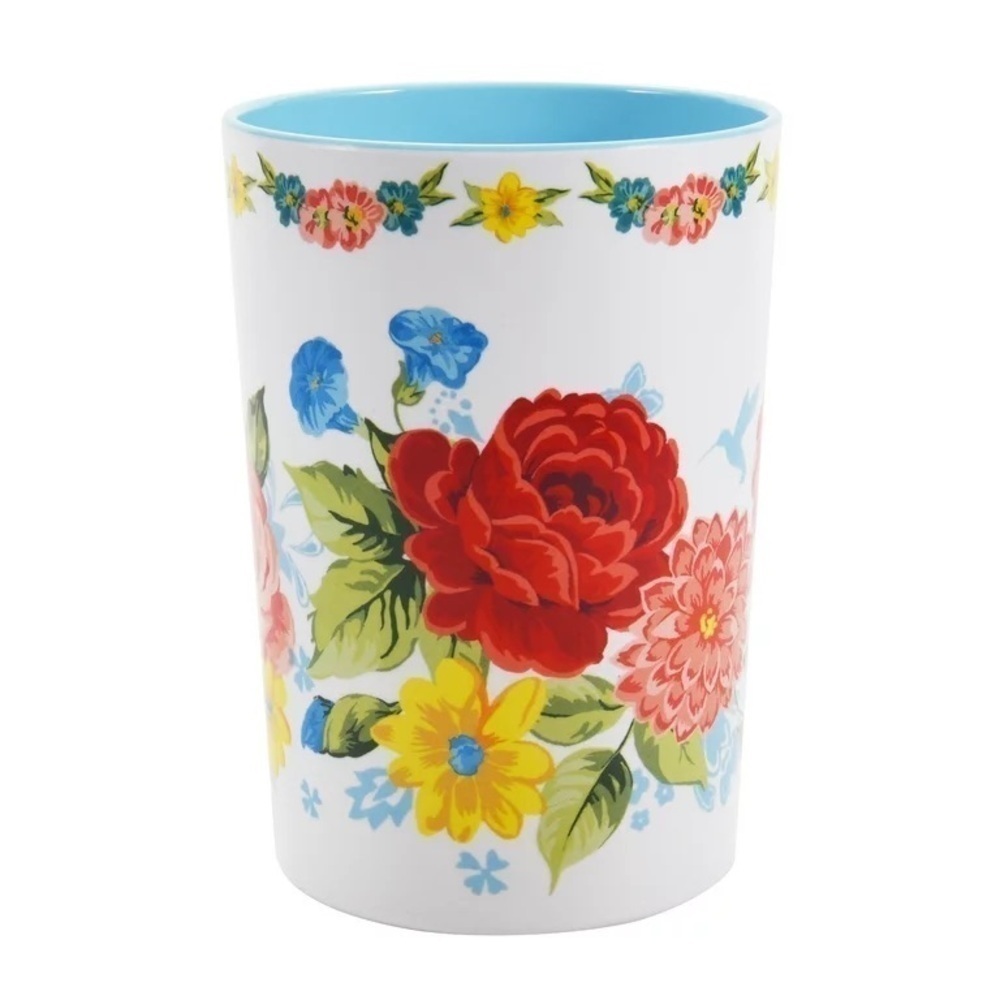 🩷 New Pioneer Woman Sweet Rose Melamine Crock and Wooden Utensils - Picture 9 of 10